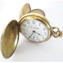 Antique 10k Goldfilled Illinois Pocket Watch 18s,17j,hunter Case,126.7 Gm,run