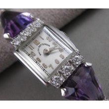 Antique 8.40ctw Old Mine Diamond Amethyst Platinum Smith Patterson Watch 2573