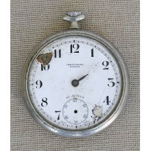 Antique Chronometre Chronometer Asheir 15 Jewels Swiss Pocket Watch Pure Nickel