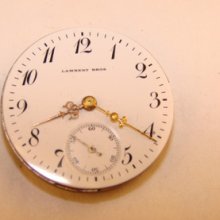 Antique Lambert Bros. Pocket Watch Movement Complete With Enamel Dial & Hands