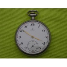 Antique Old Omega Swiss Pocket Watch. 15j. Porcelain Dial.adjust Two Positions