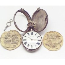 Antique Sterling Silver Pair Case Fuze Pocket Watchwilliam Morris1846key Wind