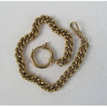 antique Victorian pocket watch chain heavy wide shiny gold swivel clip Parts deco nouveau supplies vintage findings e218