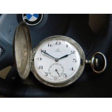 â€  Antique Watch Pocket Omega Enameled Circa 1900 Sterling Silver 0.875