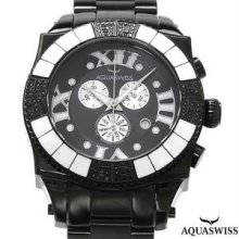 AQUASWISS Made in Switzerland Brand New Gentlemens Chronograph Day date Watch With Genuine Diamonds