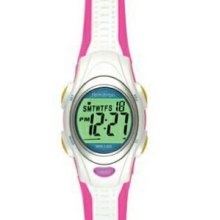 Armitron Ladies` Oval Case Lcd Watch With White/ Pink Double Injected Strap