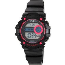 Armitron Ladies' Sport Pink Accented Black Resin Digital Chronograph Watch