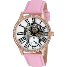 August Steiner Women's Crystal Skeleton Automatic Strap Watch