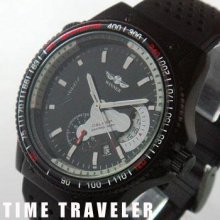 Automatic Mechanical Silicon Mens Wrist Watch Black