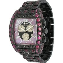 Avianne & Co. Mens Techno Touch Custom Watch with Rubies and Black Diamonds 26.36 Ctw