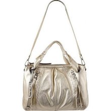 B. Makowsky Glove Leather Zip Top Convertible Satchel - Champagne - One Size