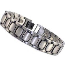 B365 - Mens Gun Metal Gray Magnetic Golf Bracelet 60,000 Gauss