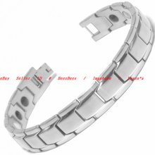Bbr0277 Stainless Steel Solid Chain Link Fold Over Clasp Bangle Bracelet