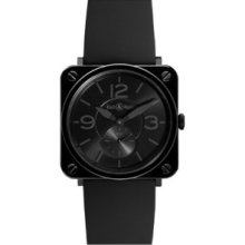 Bell and Ross Black Dial Automatic Rubber Strap Mens Watch