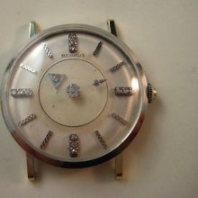 Benrus Vintage 18k White Gold Mystery Dial Watch Dates 1950's Buy It Now