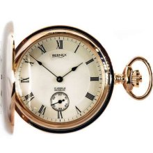 Bernex Swiss Made Mechanical Rose Gold Plate Demi Hunter Pocket Watch