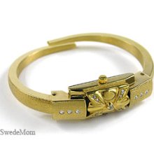 BERNEY Swiss Bangle Bracelet WATCH w Austrian Crystals