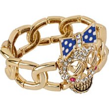 Betsey Johnson Goldtone Skull Stretch Bracelet