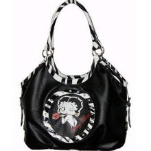 Betty Boop Large Black With Zebra Stripes Hobo-style Handbag