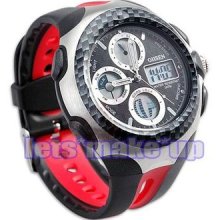 Black&red Led Army Military Sport Analog Quartz Waterproof Mens Wrist Watch