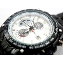 Black & White Fashion Sport Men's Stainless Steel Quartz Analog Wrist Watch Gift