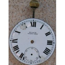 Black Buenos Aires Vintage Pocket Watch Movement & Dial 32 A 42,5 Mm Balance Ok.