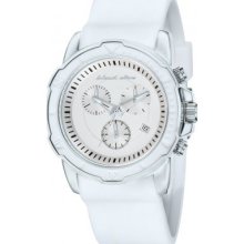 Black Dice Men's Quartz Watch With White Dial Chronograph Display And White Silicone Strap Bd 066 03