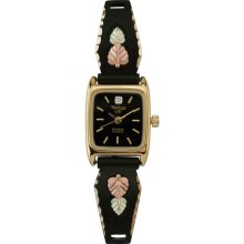 Black Hills Gold Ladies' Black Powder Coated Leaf Watchband