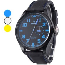 Black Men's Casual Style Silicone Analog Quartz Wrist Watch