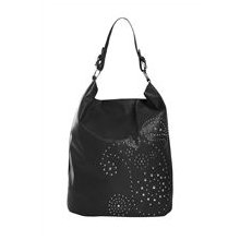 Black Paisley Print Stud Hobo Bag