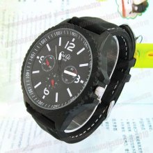 Black Silicone Band Quartz Big Face Boys Girls Sports Wrist Watch Stylish M675w