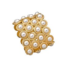 Blu Bijoux Gold Circle Faux Pearl Stretch Bracelet