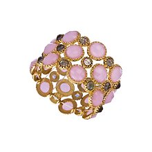 Blu Bijoux Gold Pink and Golden Stones Stretch Cuff Bracelet