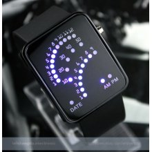 Blue Backlit Led Light Sports Date Digital Dial Mens Women Unisex Rubber Watch