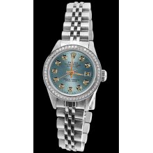 Blue diamond dial bezel rolex jubilee SS bracelet women datejust watch - Blue - Metal