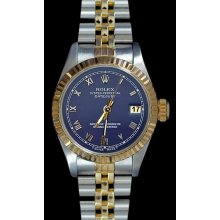 Blue roman dial datejust lady watch SS & yellow gold jubilee bracelet rolex - Blue - Metal