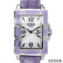 Brand New DEDIA Diamond Stainless Steel and Leather Watch - purple