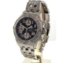 Breitling --- Chrono Galacitc Stainless Steel Watch Black Dial Ref. A13358