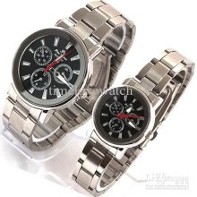 Bulk Lots 4pr Black Rim St Steel Quartz Lover Pretty Watches Dial-de