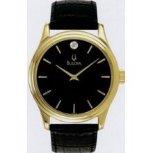Bulova Classic Collection Men`s Gold Tone Watch W/ Diamond Accent
