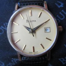 Bulova Women's Watch Quartz 14k Solid Gold Case Sapphire Original Edition Japan