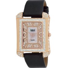 Burgi Watches Women's Swarovski Crystal White MOP Black Satin Black Sa