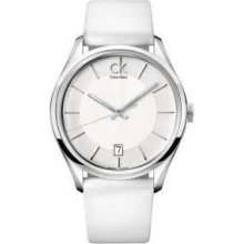 Calvin Klein K2h21101 Mens White Leather Strap Watch- Bnib