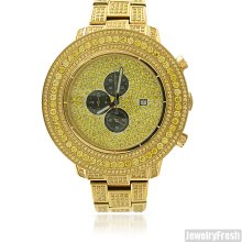 Canary Gold High End Pilot Watch 15 CTW Simulated Diamond
