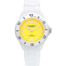 Cannibal Kid's Quartz Watch With Yellow Dial Analogue Display And White Silicone Strap Ck215-01F