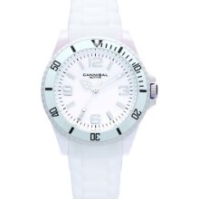 Cannibal Unisex Quartz Watch With White Dial Analogue Display And White Silicone Strap Cj209-01