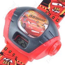 Cars Kids' Projector Digital Wrist Watch with Rubber Strap Gift for Children