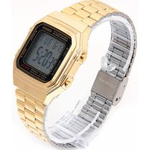 Casio A178wga-1a Men's Vintage Gold Tone Metal Band Illuminator Lcd Watch