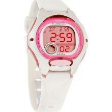 Casio Illuminator Ladies Digital Pink White Rubber Band Quartz Watch LW200-7AV