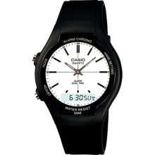 Casio Men's Core AW90H-7EV Black Rubber Quartz Watch with White D ...